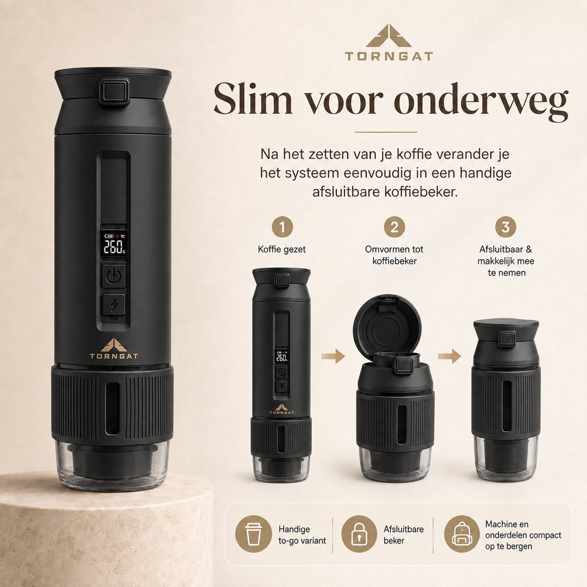 NomadBrew Ultra om te bouwen tot compacte afsluitbare koffiebeker