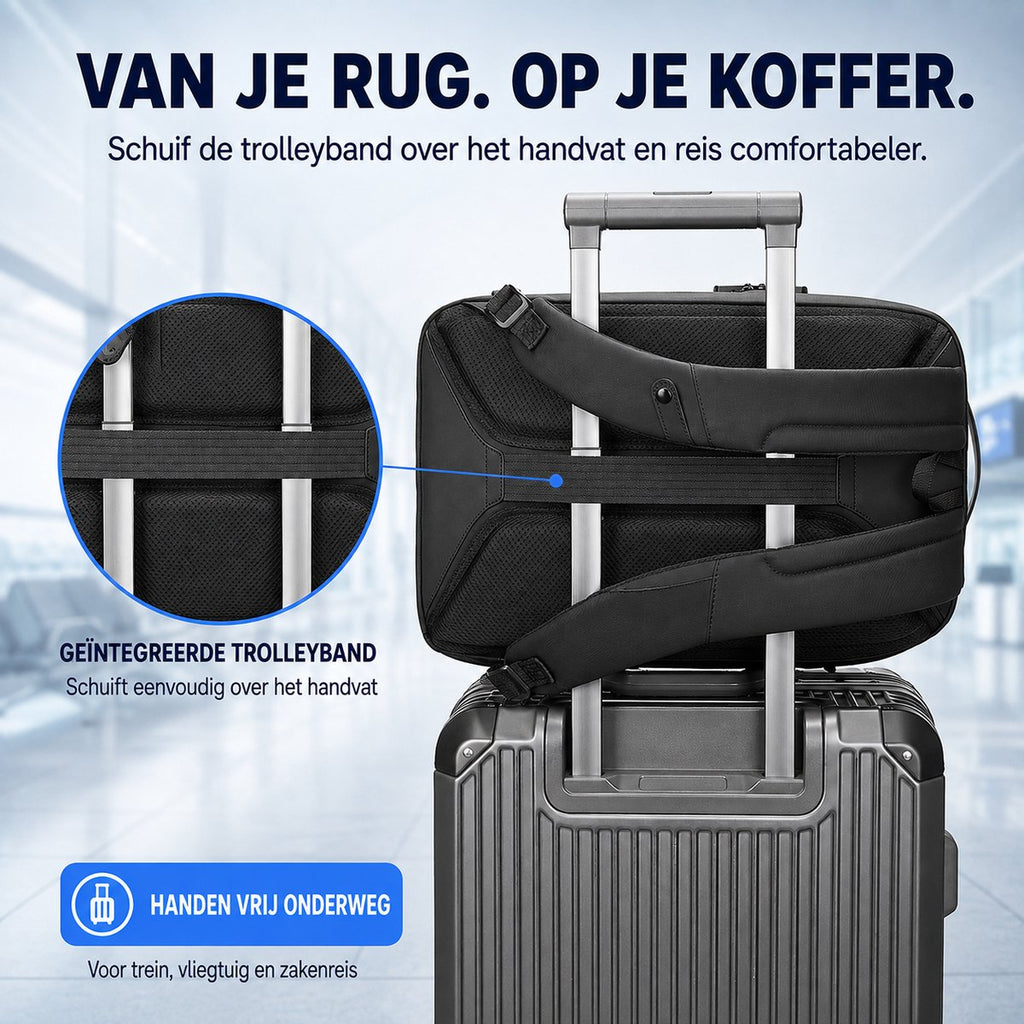 Torngat Business Laptoprugzak 15,6 inch – Anti-Diefstal met Cijferslot, USB-C & USB-A – Zwart