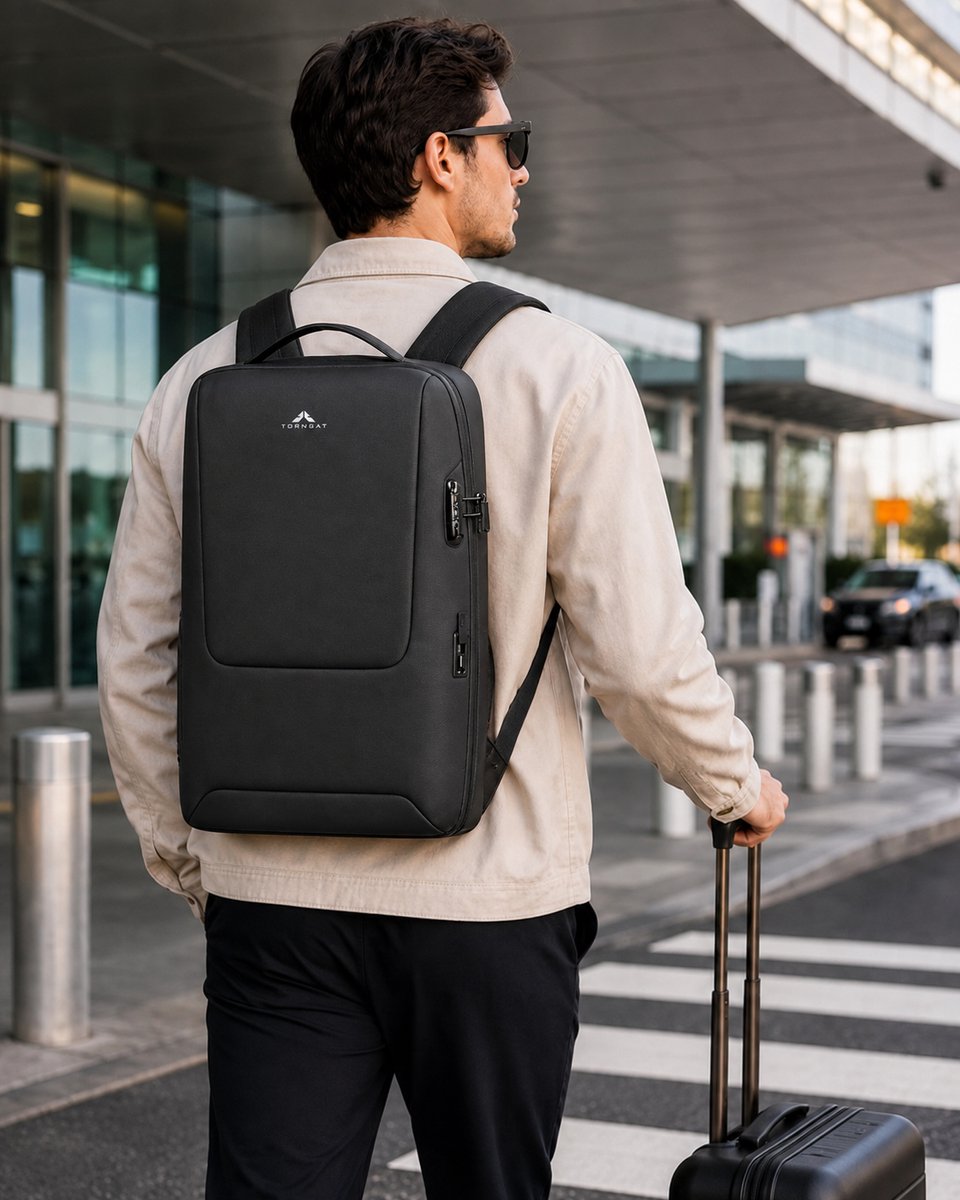 Torngat Business Laptoprugzak 15,6 inch – Anti-Diefstal met Cijferslot, USB-C & USB-A – Zwart