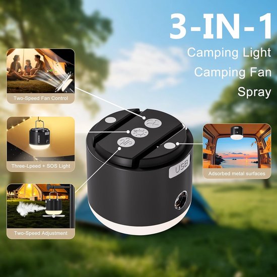 Torngat CampLight Breeze licht ventilator spray in één